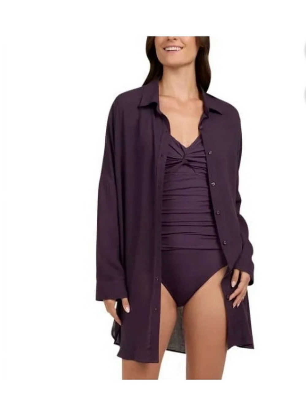 Lands' End Plum Purple Button-Front Tunic size medium/ large